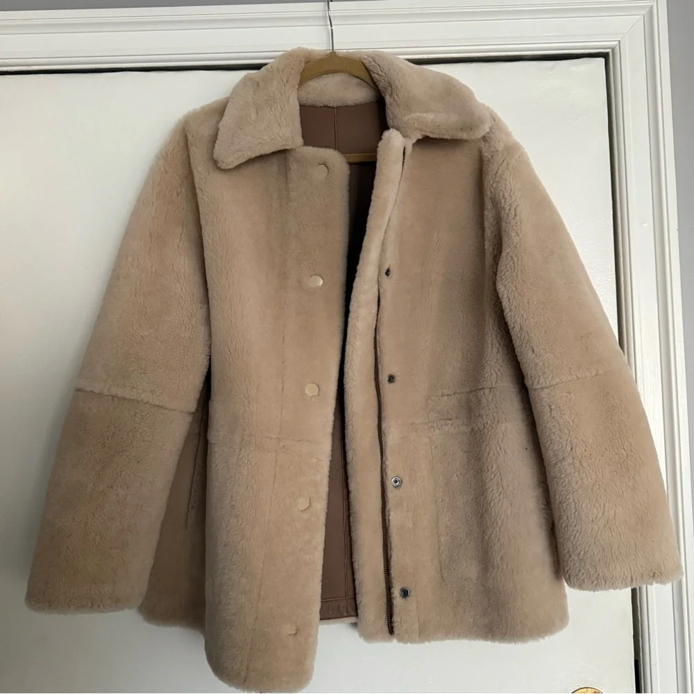 VINCE Reversible Leather and Shearling Jacket - Picture 9 of 11